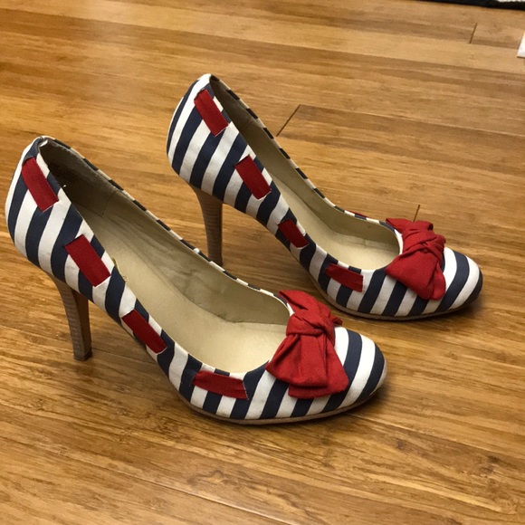 red and white striped heels